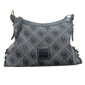 Dooney & Bourke Shoulder Bag Womens Medium Satchel Purse Black Gray Signature